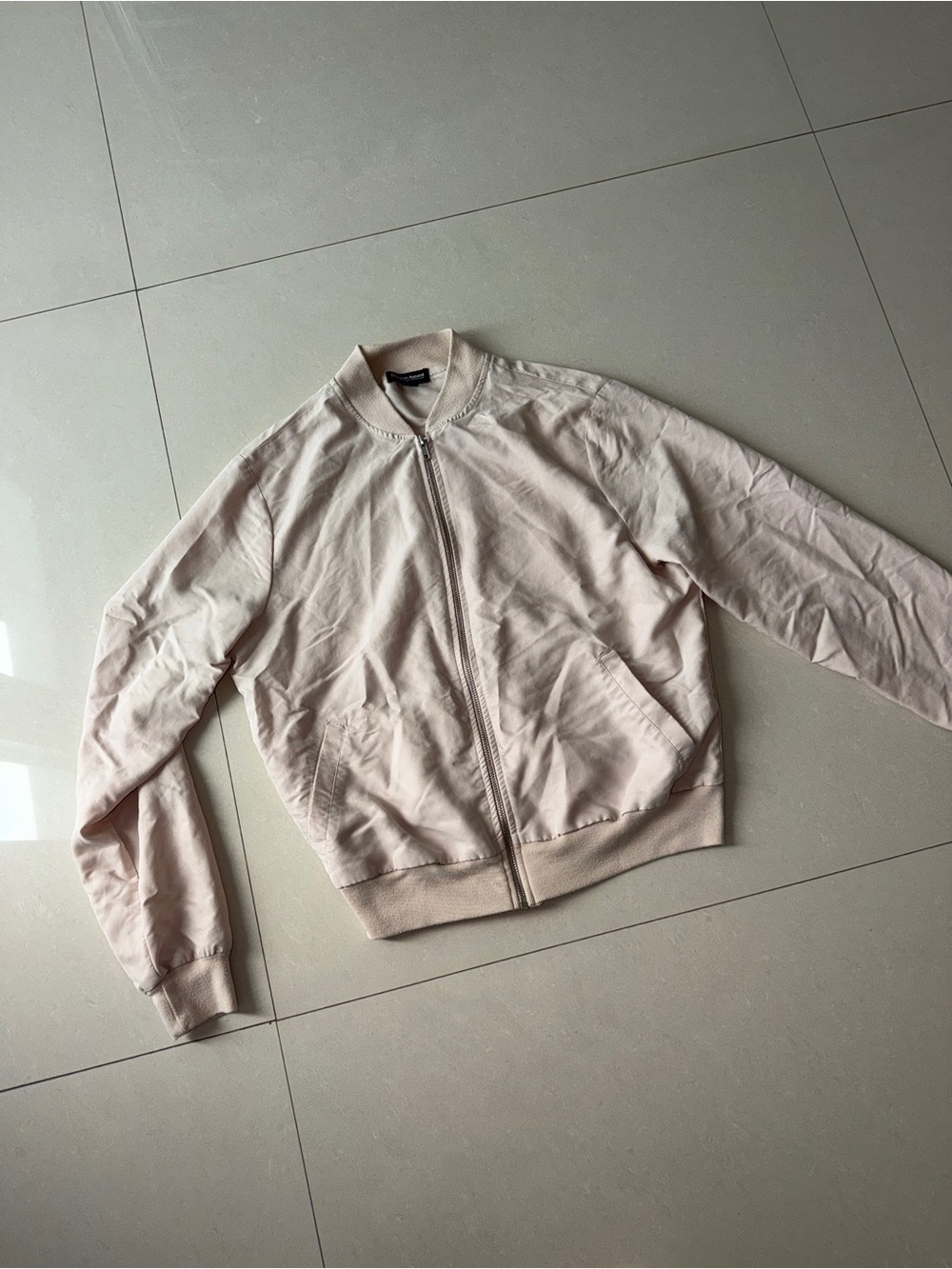American Apparel Pale Blush Zip Bomber Jacket